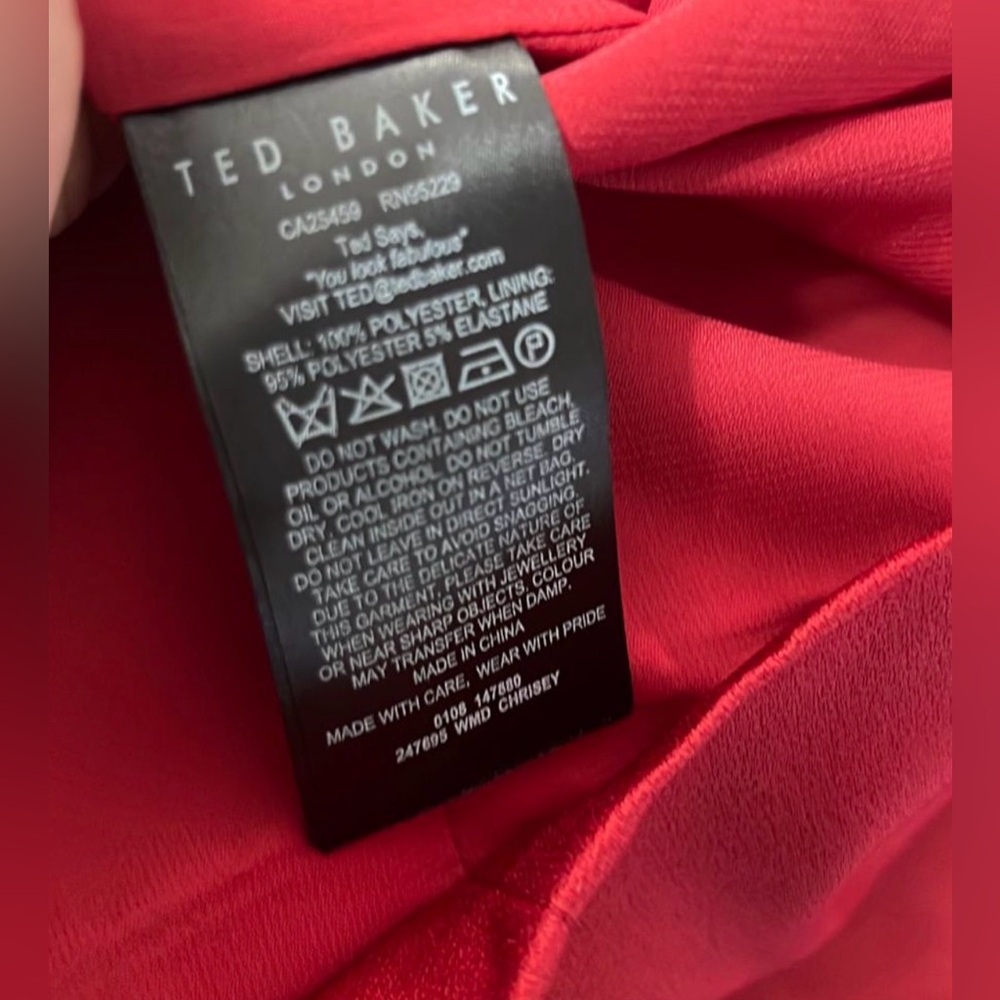 Ted Baker Womens Chrisey Red Fix-Wrap Dress Size 8 (3) *No Sash* New with tags - Picture 9 of 11